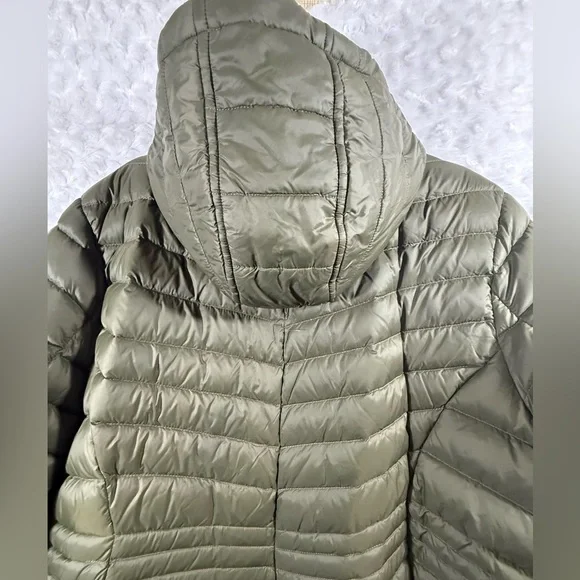 Lands End Women’s 2X Olive Green Wanderweight Packable Down Hooded Long Jacket - Picture 11 of 11